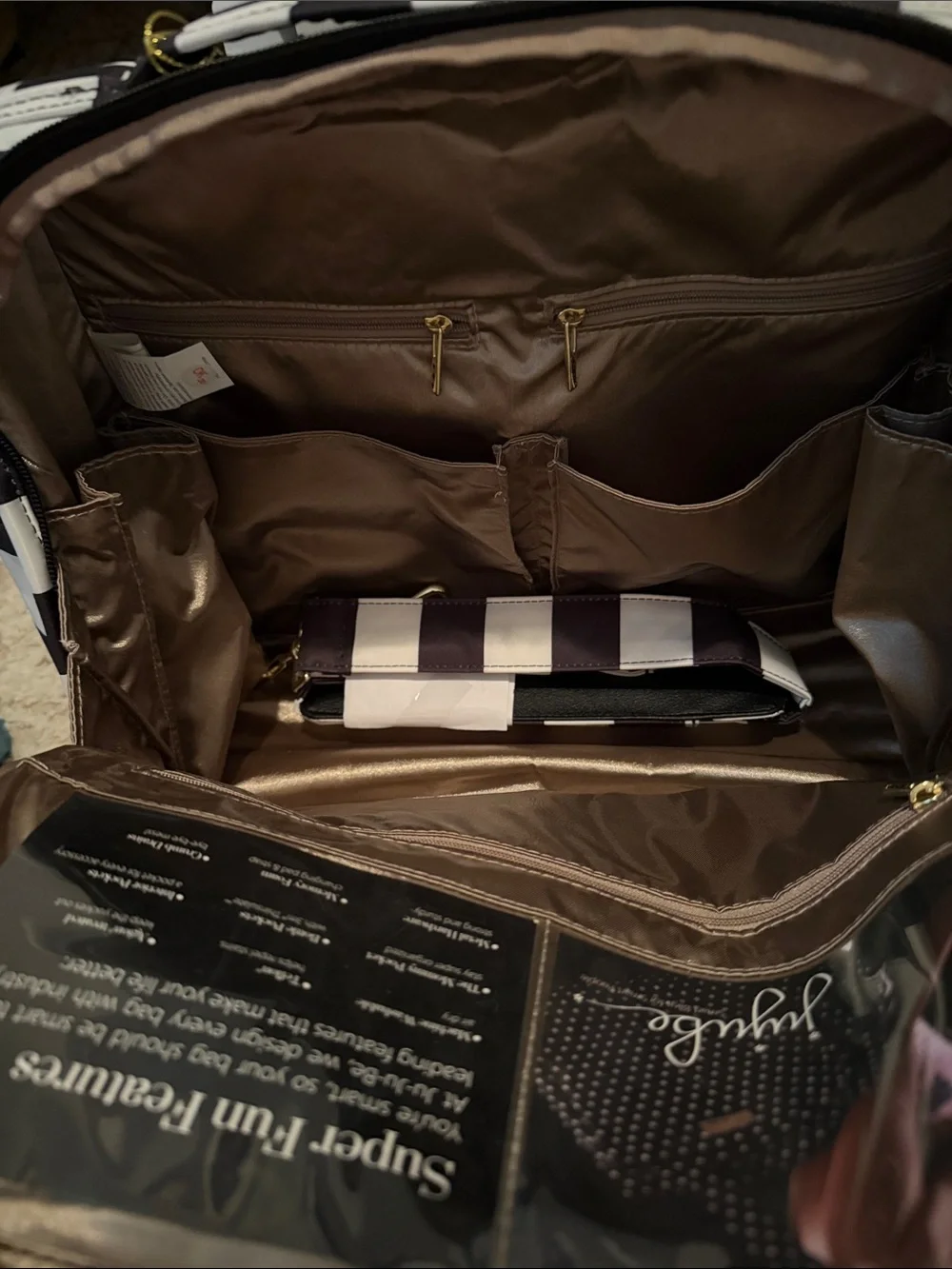 Ju-Ju-Be Legacy “The First Lady” Black and White Striped Baby Bag